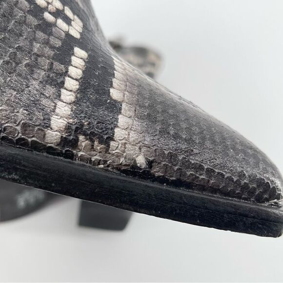 ALLSAINTS Rolene Animal Print Embossed Leather Western Block Heel Boots Size 7 - Picture 9 of 16